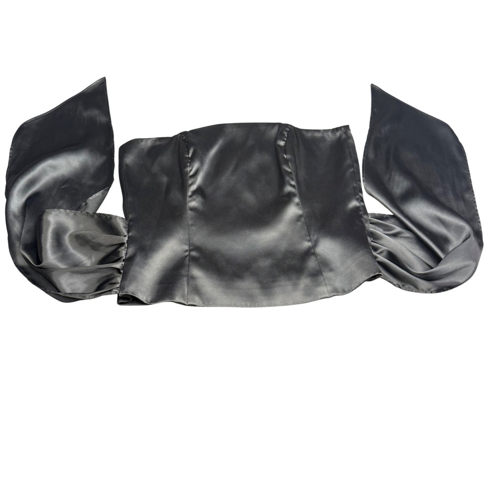 White House Black Market Black Satin Strapless Corset Tie Top XS Romantic Formal - Picture 1 of 16